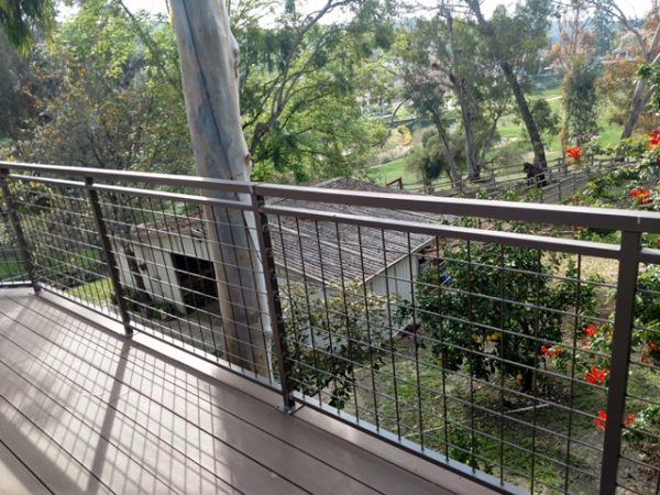 Metal panel railing on a deck