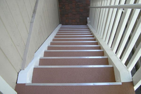 Outdoor stairs refinished with a waterproof coating